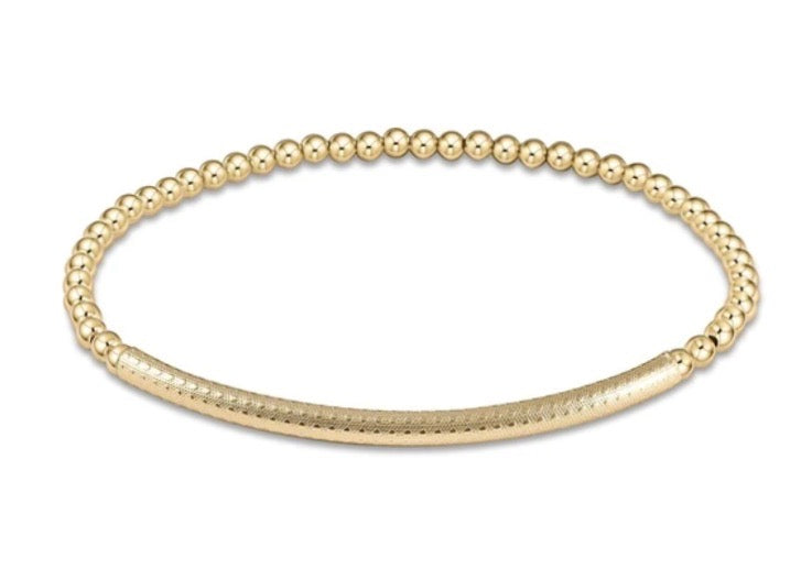 Bliss Bar Textured 3mm Bead Bracelet - Gold